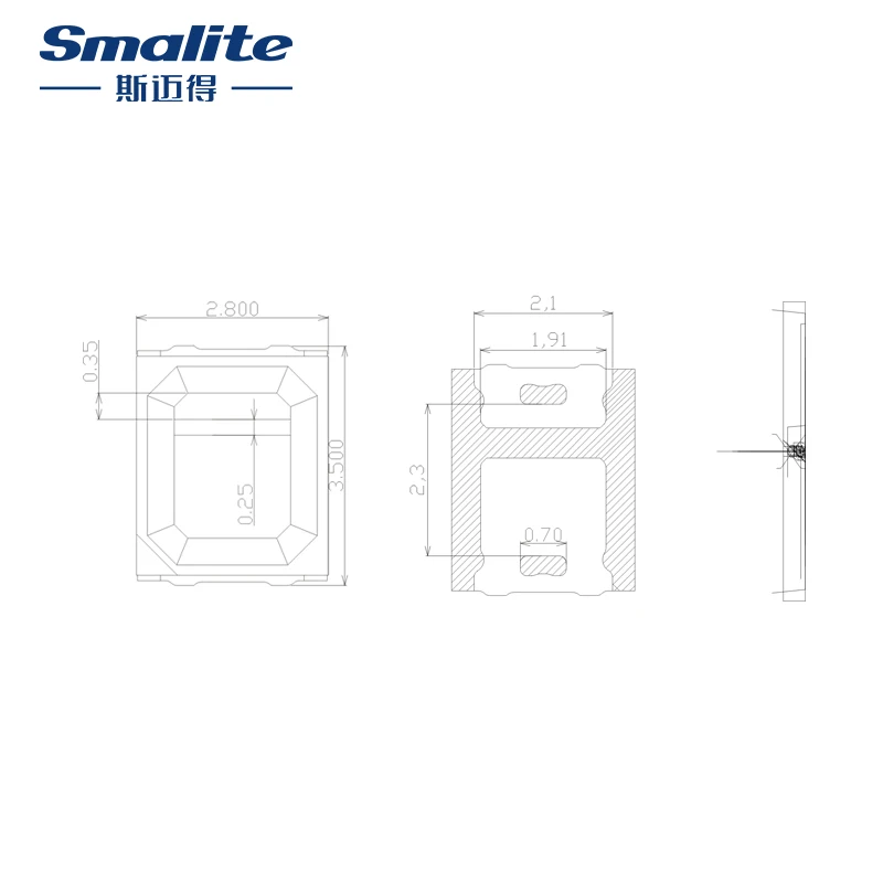 Small size for all kinds of bad weather surface mount glass lamp data sheet 0.5W 2835 white SMD LED