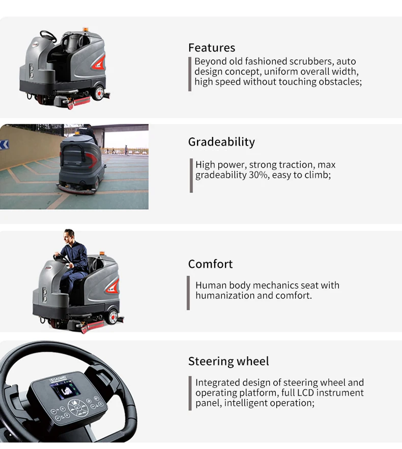 Gm230 Ride On Concrete Floor Scrubber Electric Sweeper Car Floor
