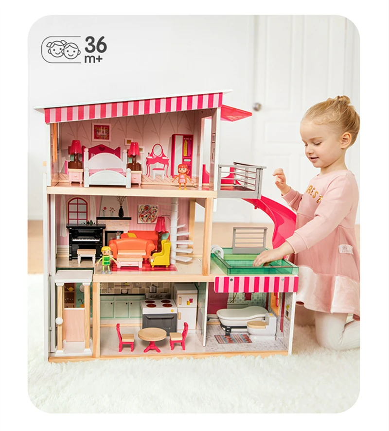 doll house with slide and pool