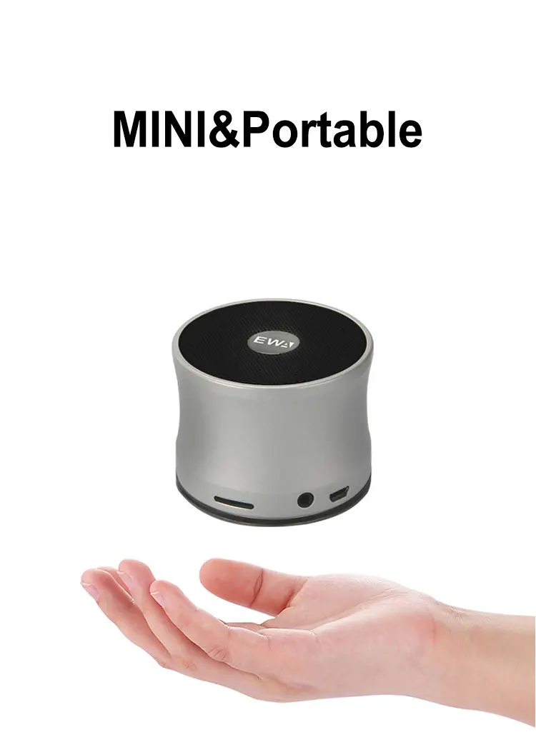 EWA Metallic USB Input MP3 Player Stereo TF Card Handsfree Portable Subwoofer Wireless Mini Metal Speaker - ANKUX.COM