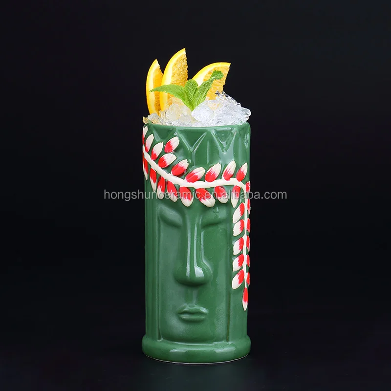 Tiki Mugs Drinkware 10 oz Ceramic Tiki Mug goddess Statue Cocktail Glass Stoneware Beer Mug