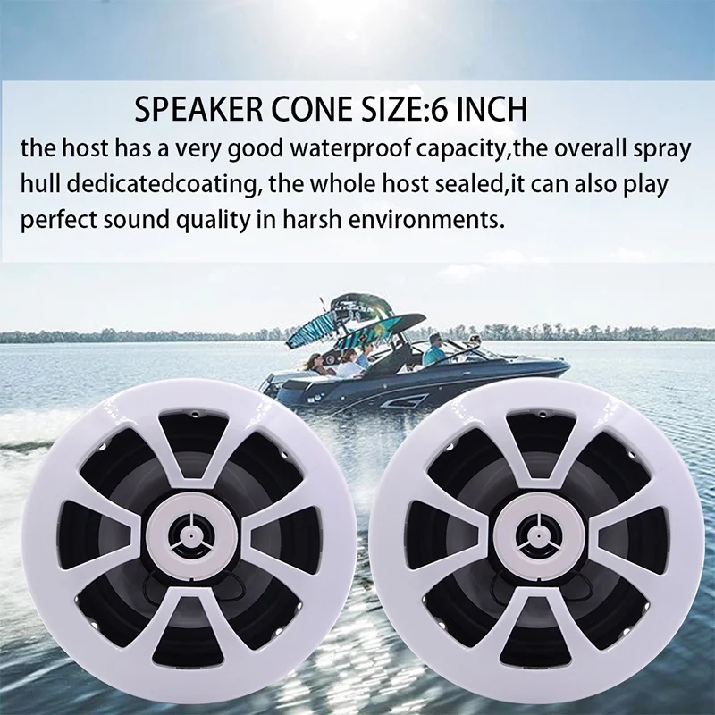 6.5 Inch White 2 Way 120w Marine Atv Powered Speakers Waterproof