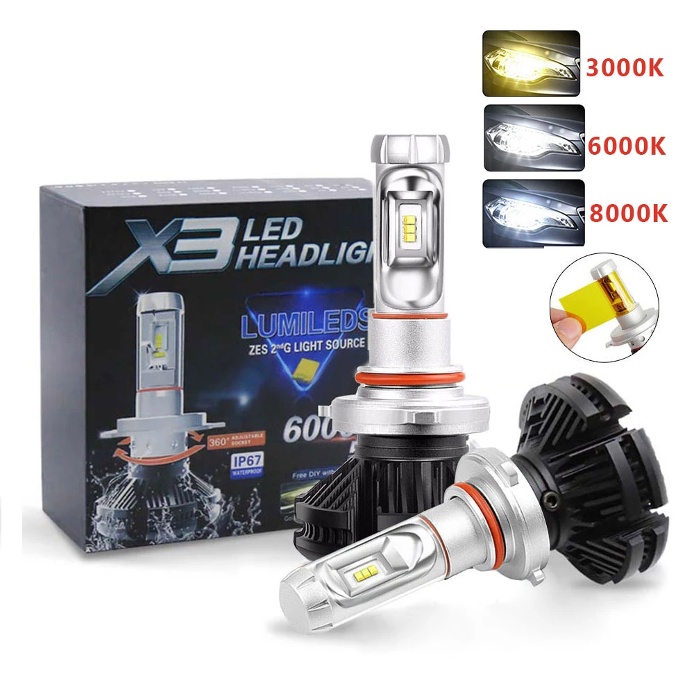 cheap Car Light ZES H4 LED H7 H11 3000K 6000K 8000K HB3 9005 HB4 9006 Car LED Headlights Bulbs 50W 16000LM Headlamp Auto X3