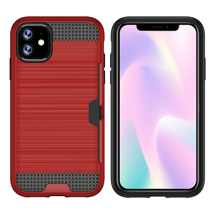 Factory Outlet Brushed Metal 2 In 1  For Iphone X Xs Max Case and  For Iphone XI Card Slot Holder Mobile Phone Case