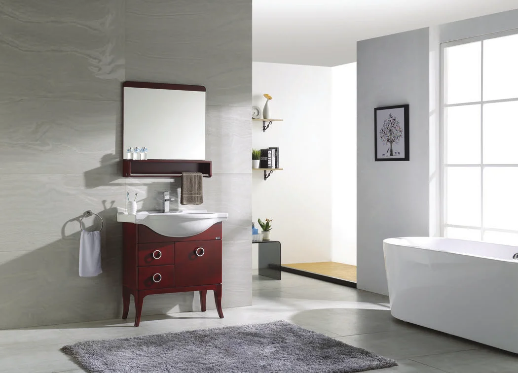 XD827-120 1200 mm large modern luxury solid wood bathroom furniture with ceramic basin with mirror