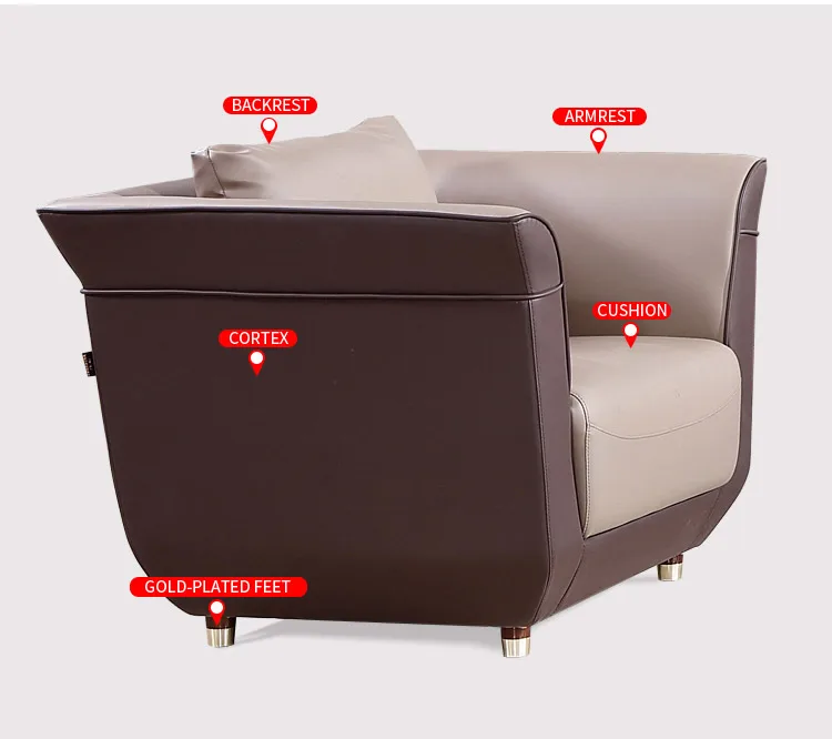 Pengpai China Furniture Movable Chesterfield Modern Office Leather Sofa Set