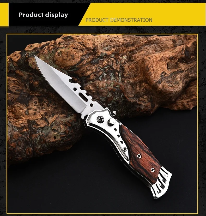 Portable Stainless Steel Mini Fruit Knife High Hardness Folding Wilderness Survival Cutting Blade Outdoor Rubber Grip for DIY