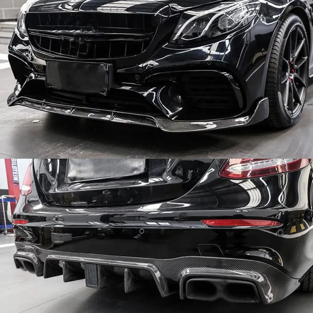 Carbon Fiber Front Bumper Lip Rear Diffuser Spoiler Side Skirts For ...