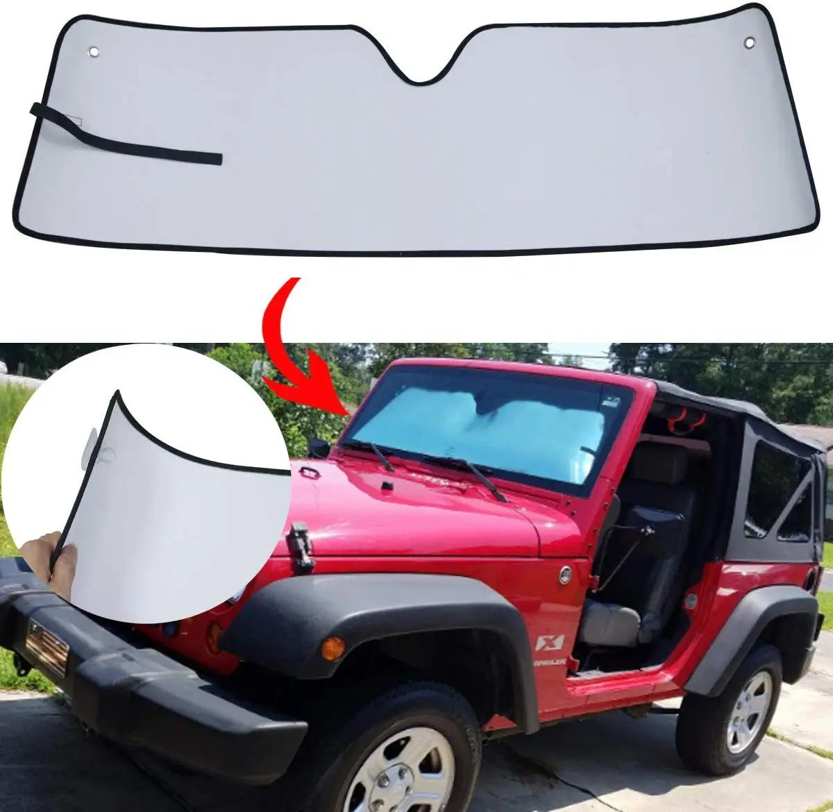 Front Windshield Sunshade Sun Visor Shade Mat For 20072018 Jeep