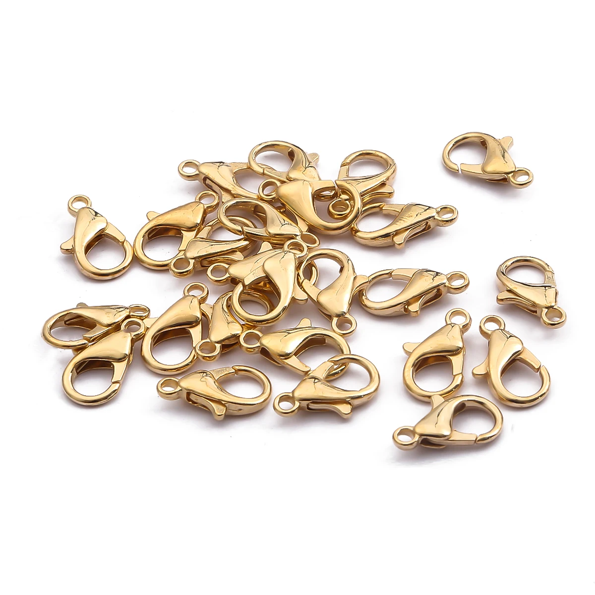 10/12/14/16/18/21mm Gold Silver Bronze Plated Beads Lobster Clasp For