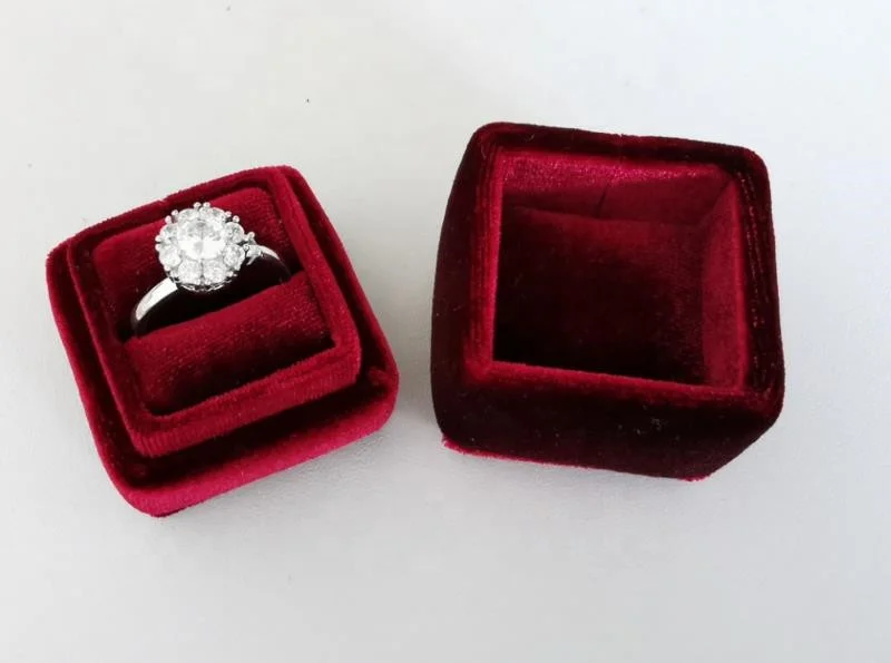 High Quality Soft Smooth Colorful Velvet Ring Box Jewelry Packaging
