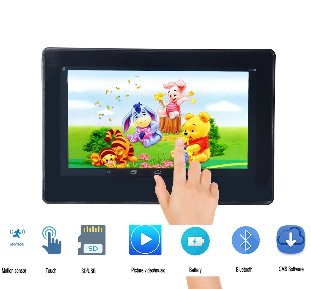 7 Inch Android Digital Photo Frame With Touch Screen Loop Video Picture