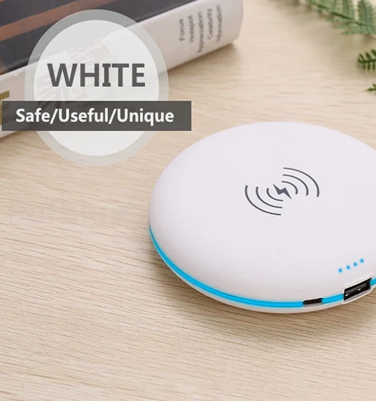 Unique Fast Wireless Power Bank 5000mah with Two Ways Charging Round Slim Powerbank - ANKUX.COM