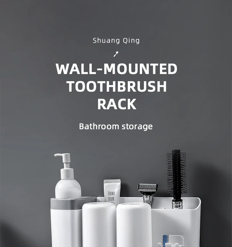 bathroom accessories plastic ABS toothbrush wall  holder  home organization toothpaste dispenser  with suction 3 cups  toilet