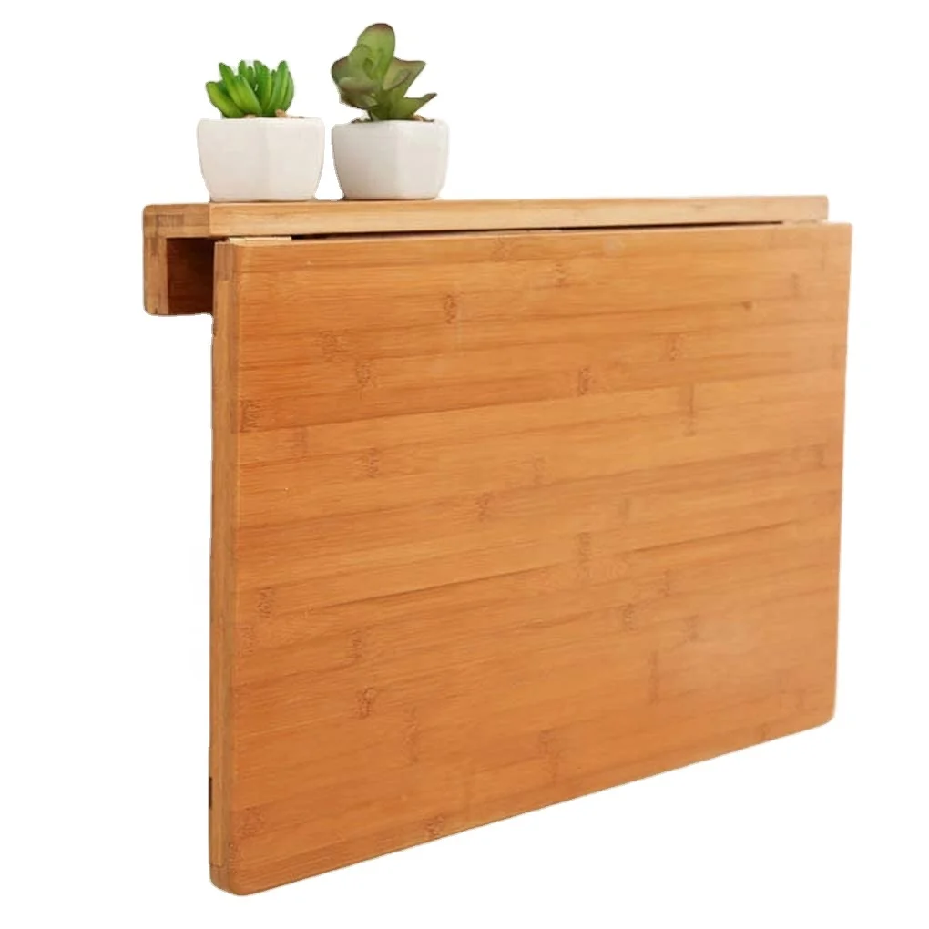 Natural Bamboo Wallmounted Folding Table Floating Table Space Saving