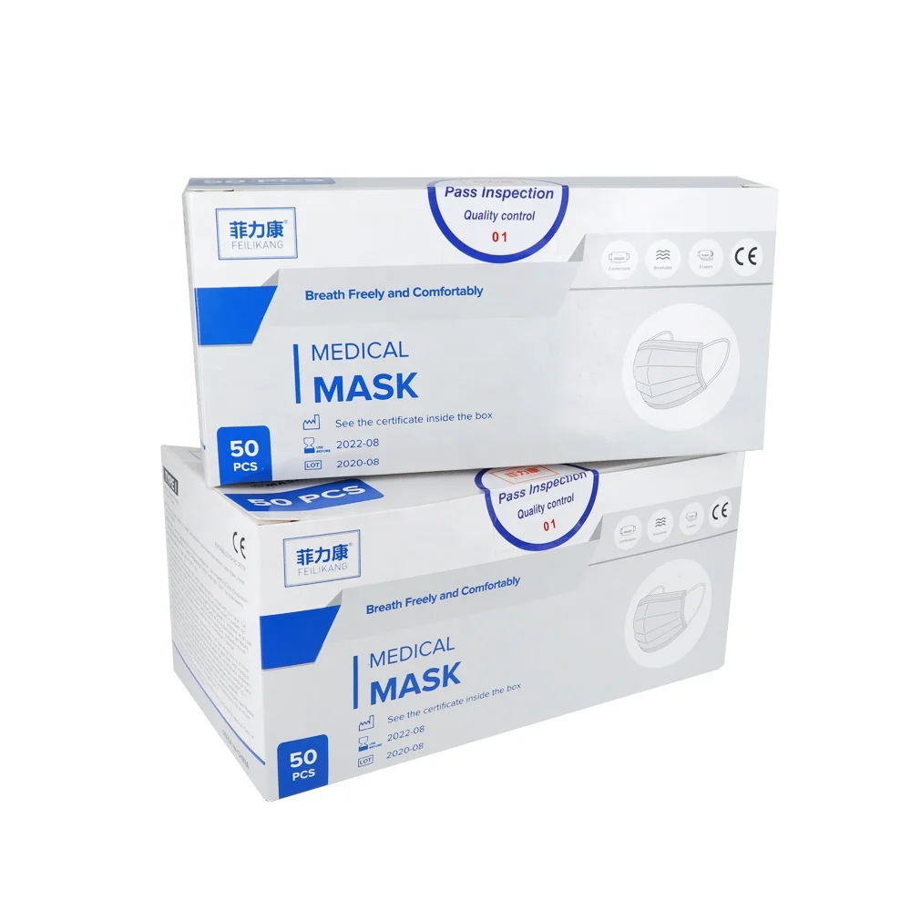
Easy to Wear High Filtration CE Certificate Disposable Mask Mascarilla Facial Mask Medical Surgical Face Mask 
