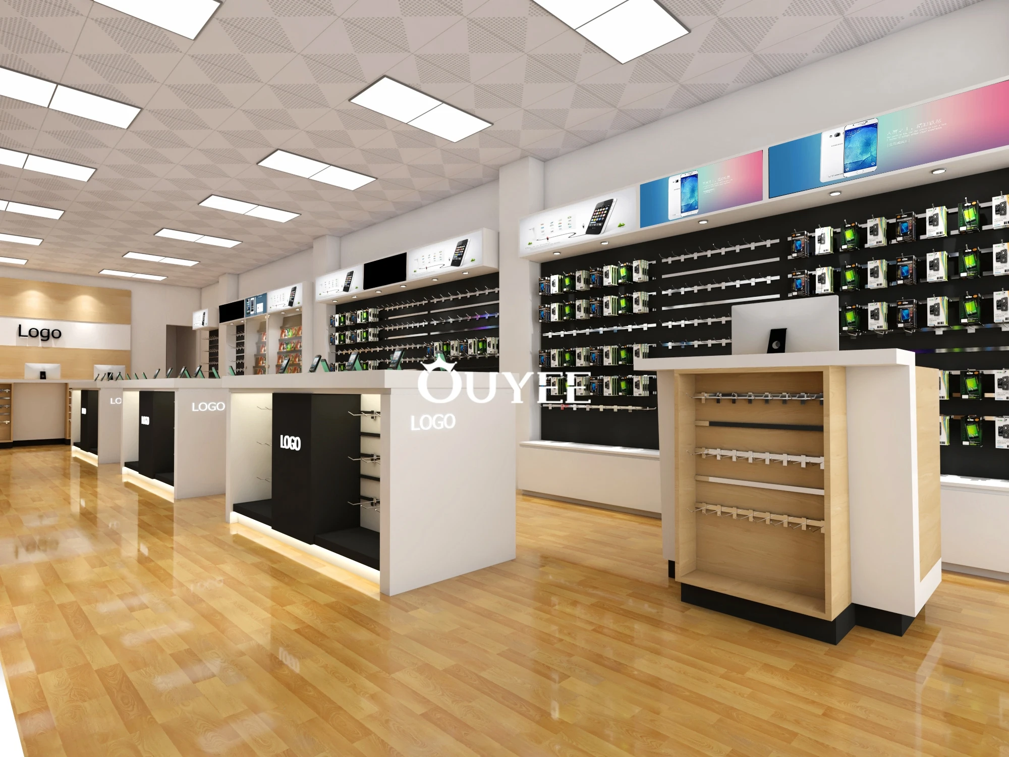 Wood High Quality Mobile Phone Shop Display Counter Design For Mobile