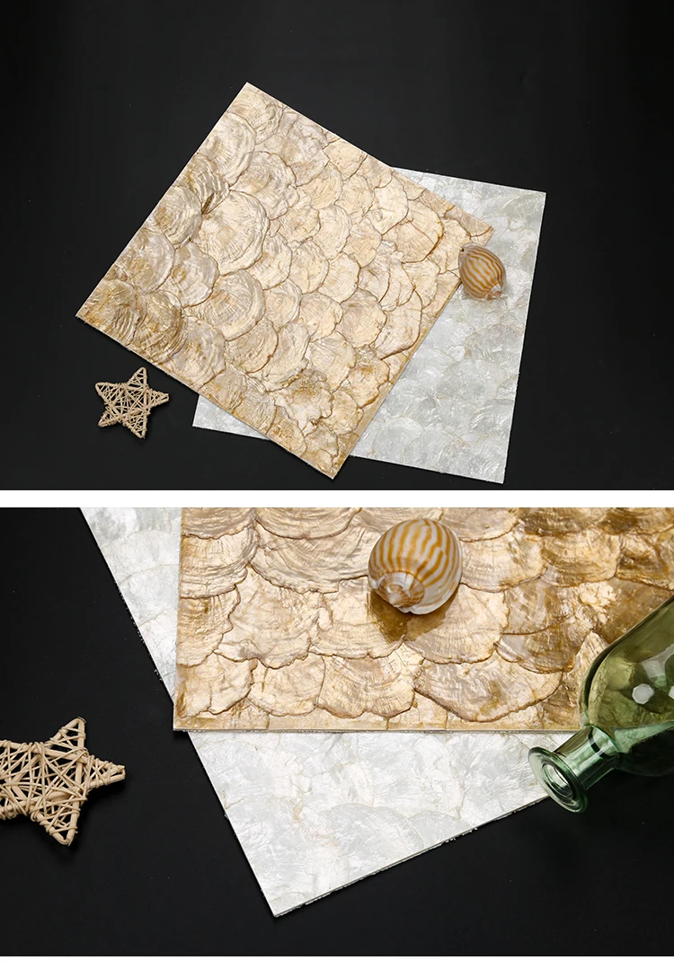 300*300mm Custom natural sea mosaic shell mirror shell mosaic fish scale mosaic tile mother of pearl shell tile decor