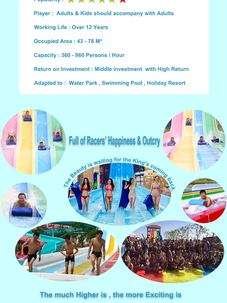 ISO9001 Certified Water Slide with 12 Months Warranty and 12 Years Working Life for Amusement Parks