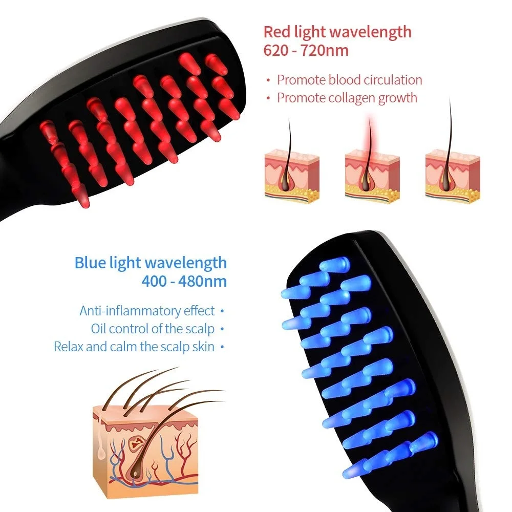 Hot Sale Red Light Therapy Head Massage Comb Hair Growth Laser Scalp Luxury Brush With High