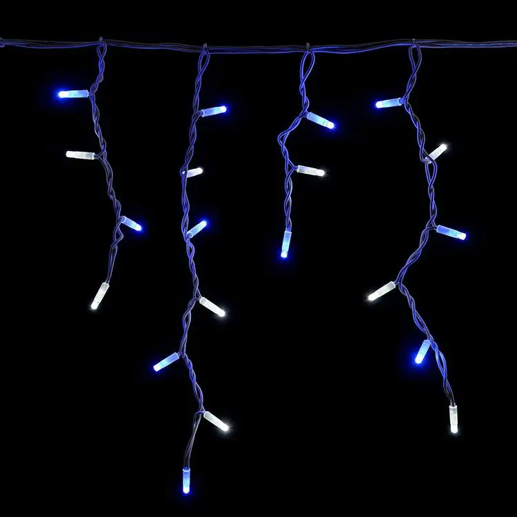 Blue+White Outdoor use Garden Falling LED Icicle Lights with 8model adapter