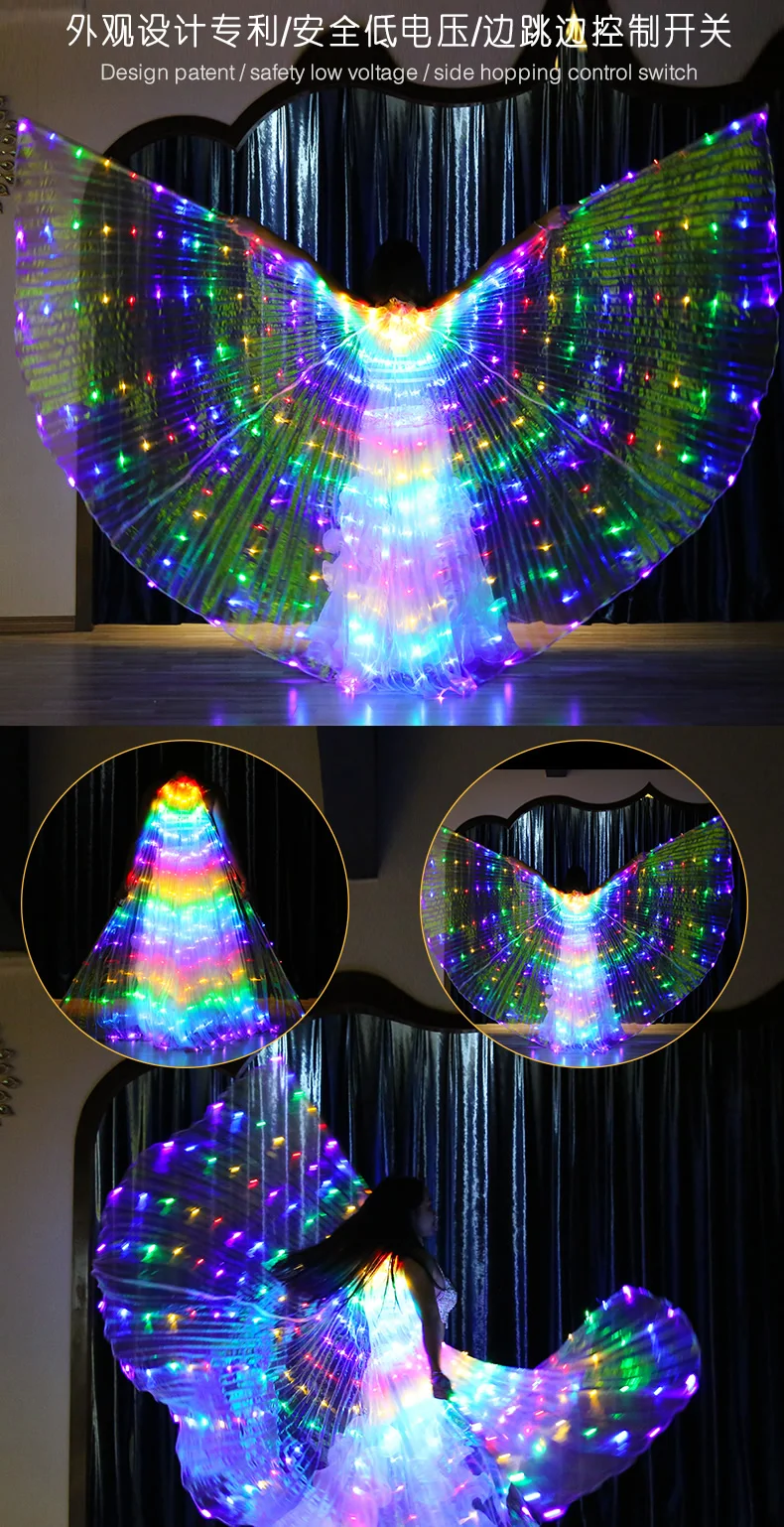 Belly Dance Isis Wings - Light Up LED Wings In Rainbow, Gold, White - Foto 10