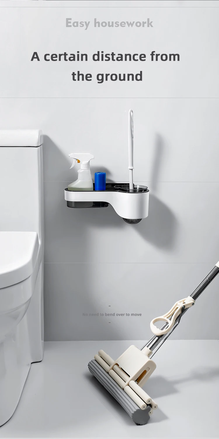 Modern Design Bathroom Plastic Toilet Brush With Holder Wall Mounted