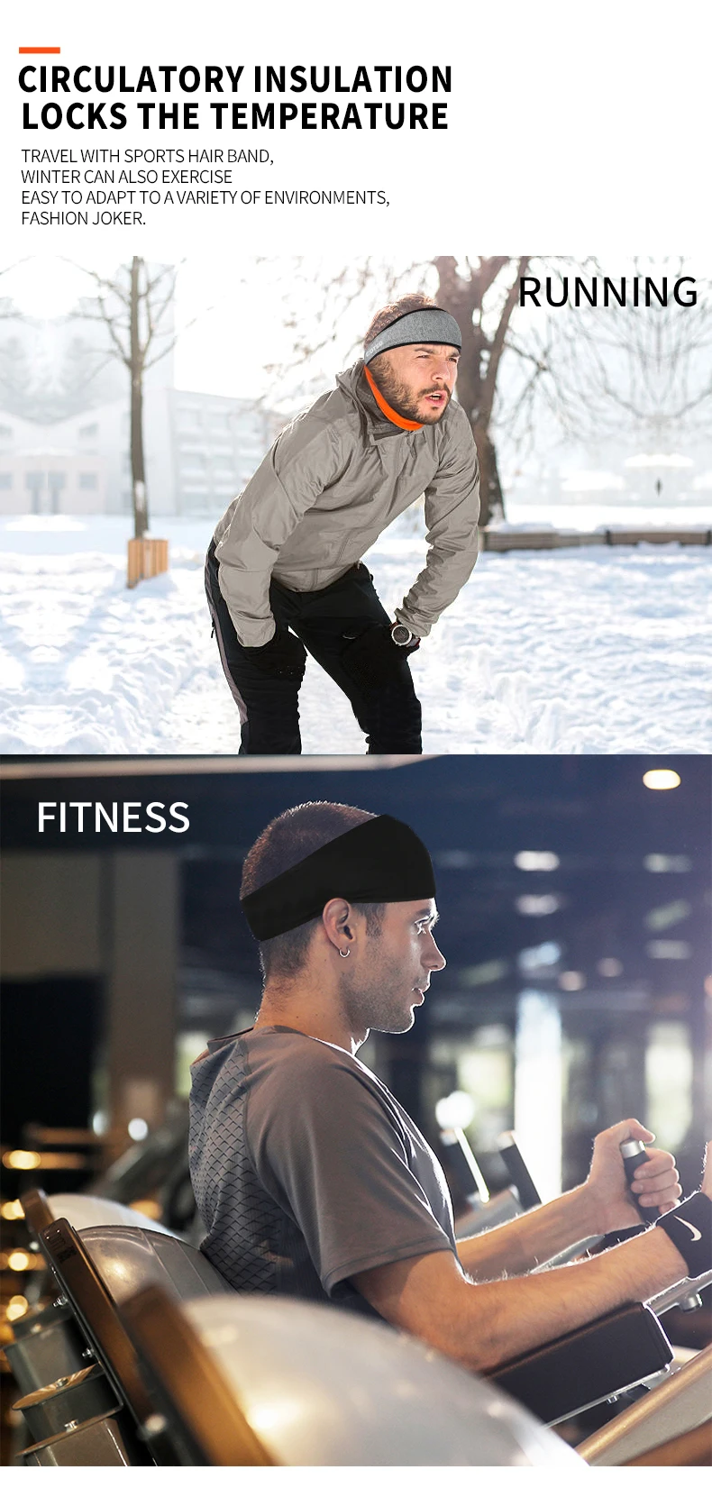 Mens Sweatband & Sports Headband Moisture Wicking Workout Sweatbands for Running, Cross Training, Yoga and Bike Helmet Friendly