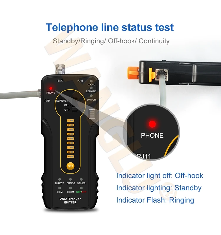 Wanglu Portable Cable Tracer Ct66 Wire Tracer Finder Rj45 Bnc Poe