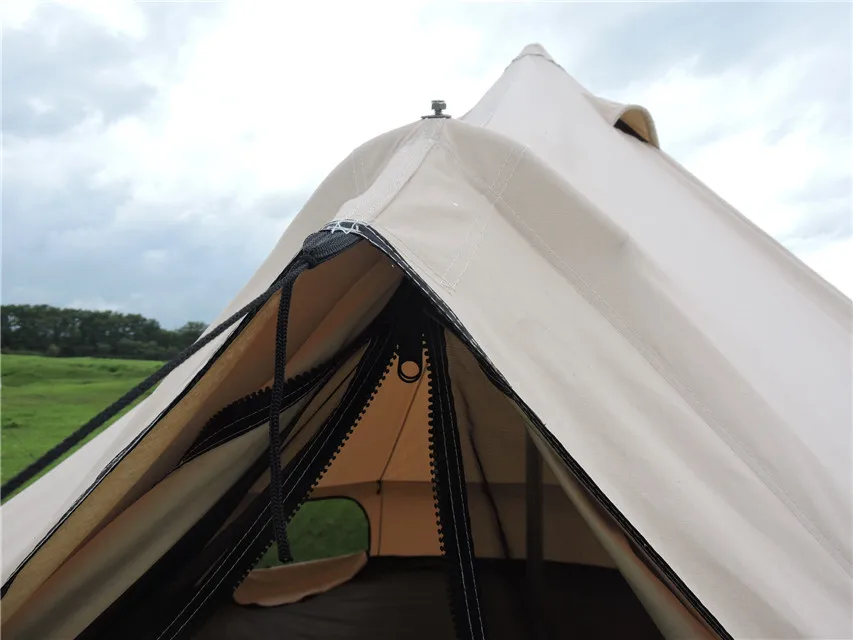 4米白色帆布帐篷大型帆布户外帐篷帆布户外露营铃铛帐篷出售