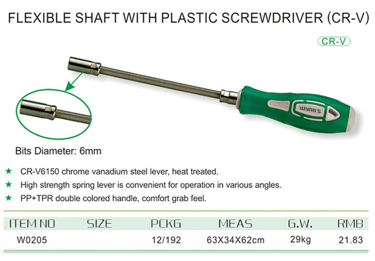 Screwdriver and socket bit set Cr-V socket screw driver for hex nut with plastic handle
