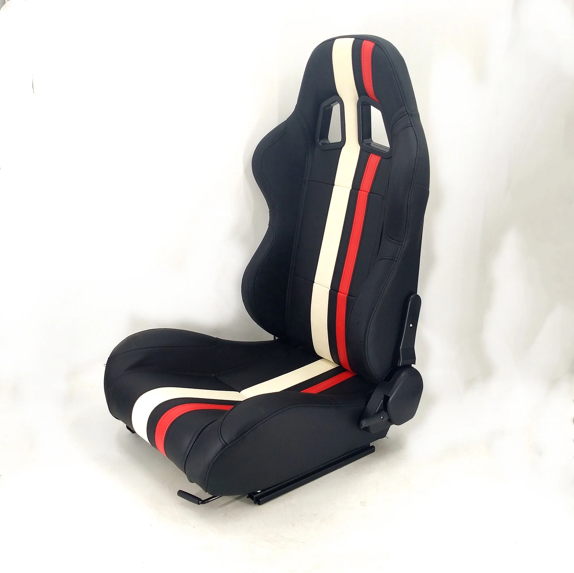 高品质的 pvc 赛车座椅黑色与白色和红色单轨和汽车使用运动单调节器