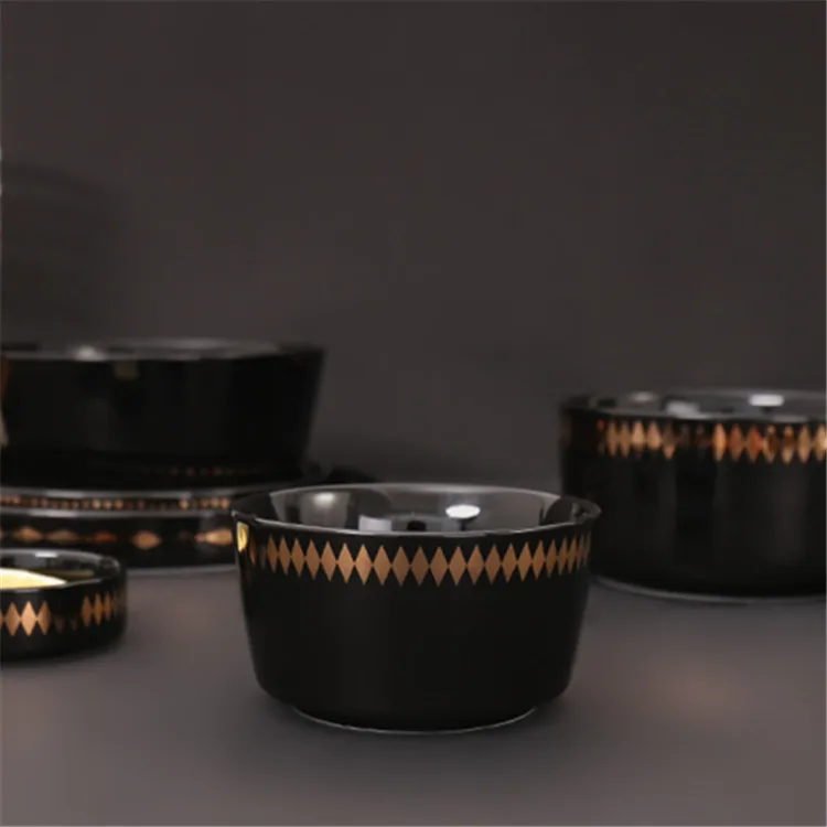Wholesale Nordic modern design custom black royal ceramic dinnerware.jpg