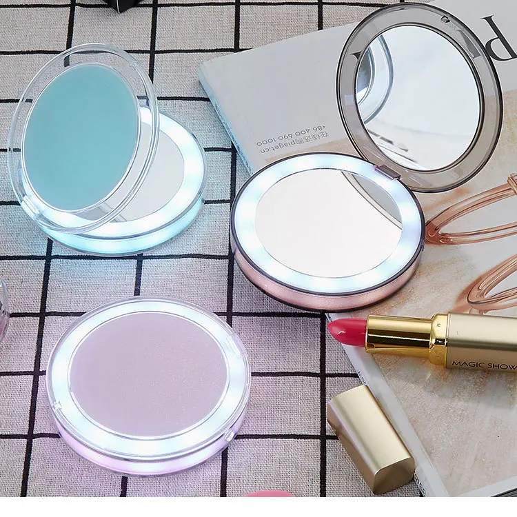 Usb Rechargeable Led Lighted Travel Makeup Mirror 1x/3x Magnification
