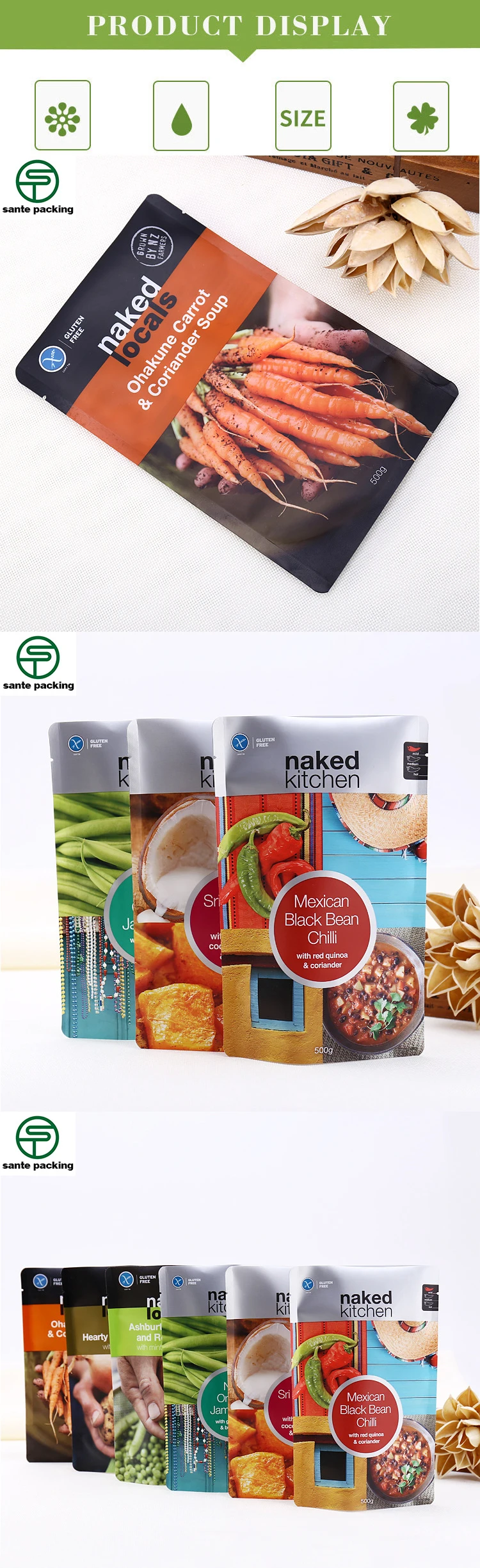 Custom Printed Stand Up Laminated Pouches With Zipper
