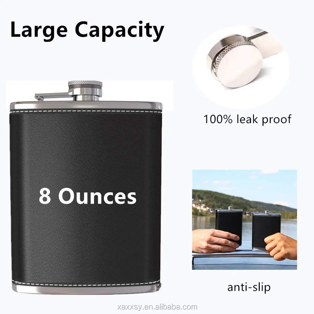 8oz Flask For Liquor And Funnel Leak Proof 18/8 Stainless Steel Pocket ...