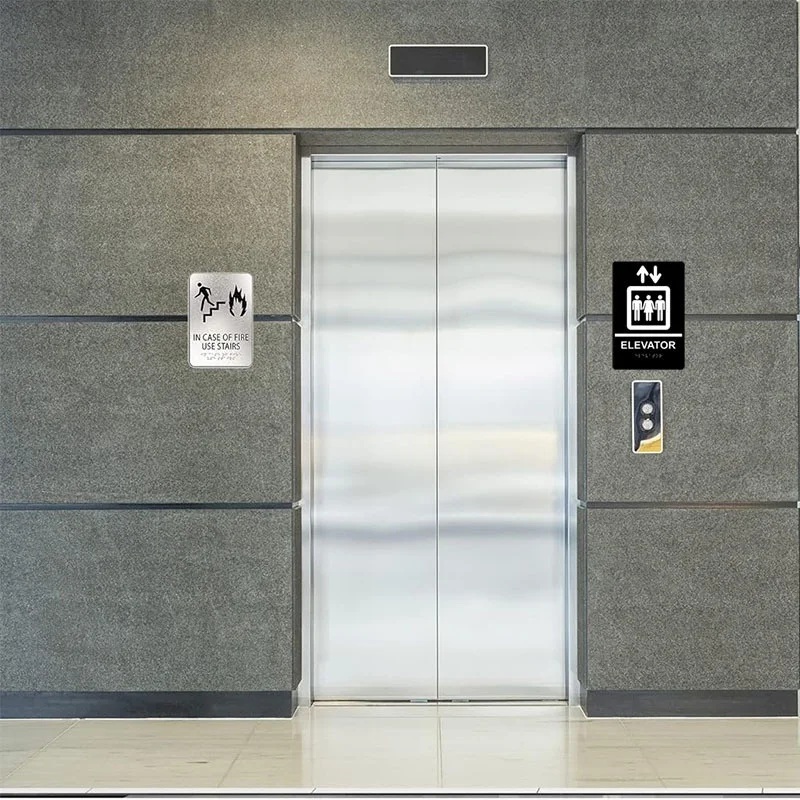Elevator Braille Sign, ADA-Compliant Braille and Raised Letters Braille Raised Signage for Elevator & Stairway