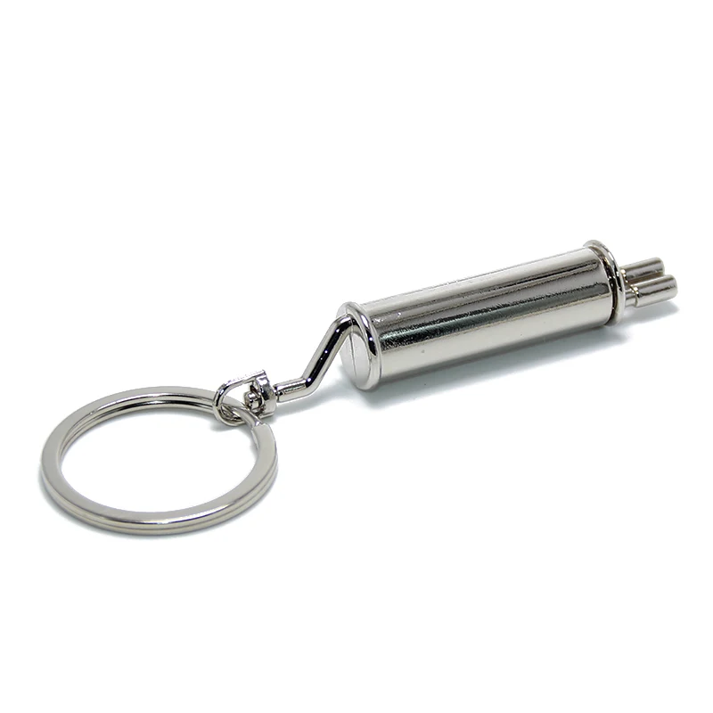 Auto Ventpipe Exhaust Pipe Shape Motor Key Chain Holder Keyring Mini Zinc Alloy Blank Metal Car
