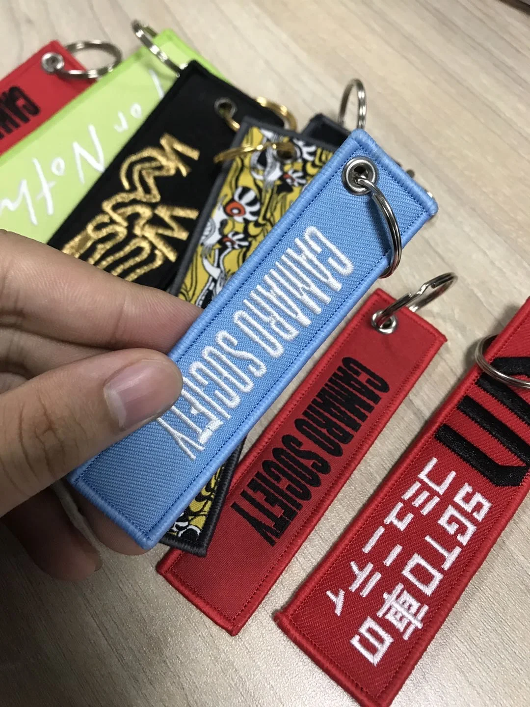 Wholesale Cheap Price Custom Safe Polyester Embroidery Keychain Custom