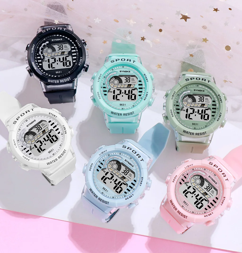 SYNOKE children cute watches 9631 silicone PU band kids gift watch waterproof watches