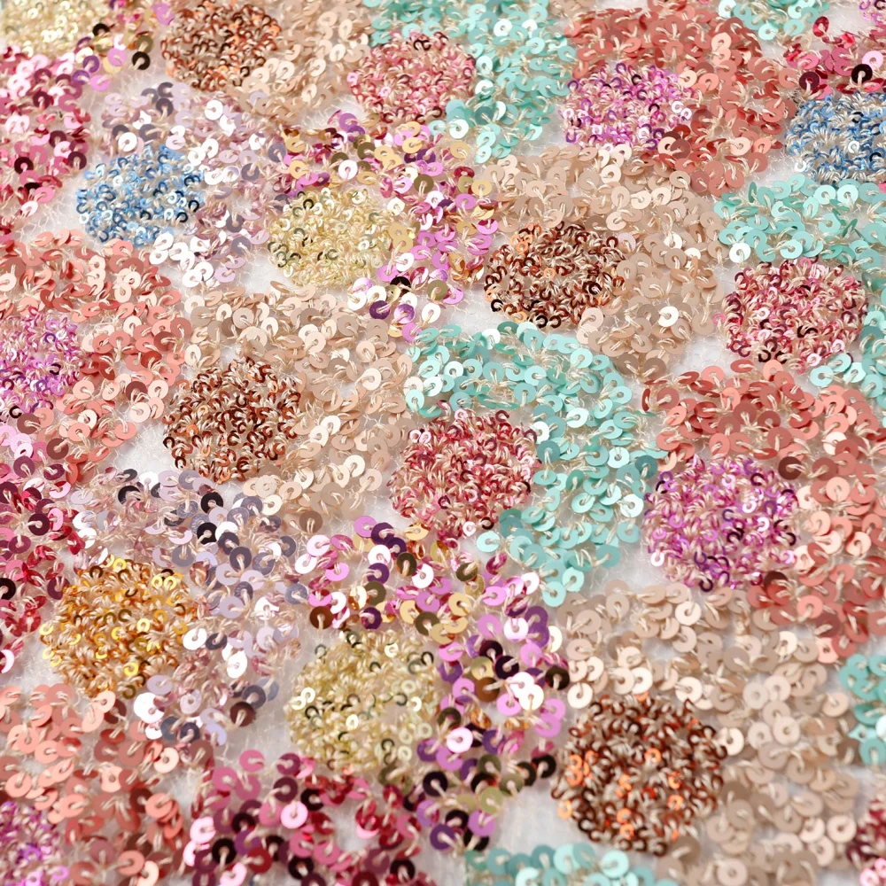 尼日利亚亮片网绣花欧根纱法国甜美蕾丝亮片布料婚纱礼服