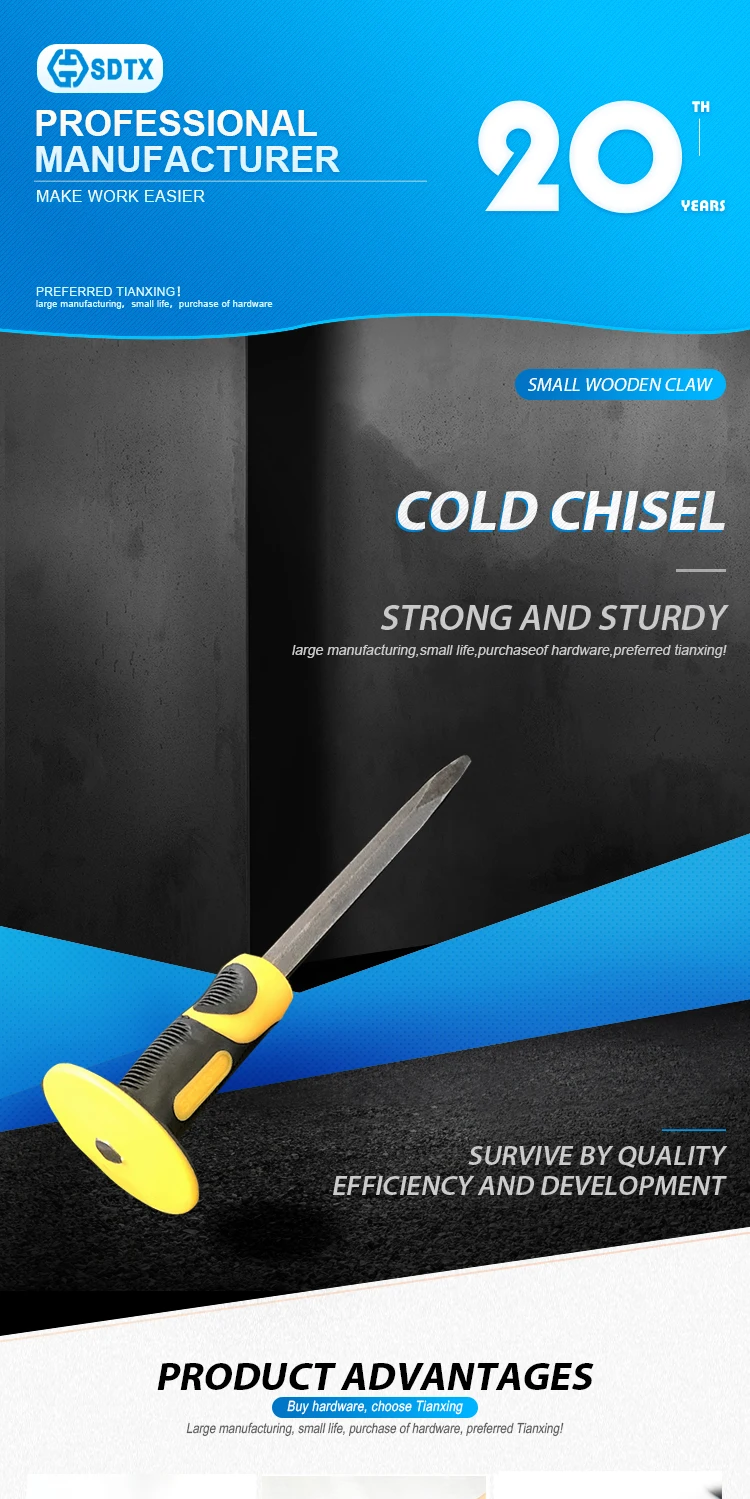 carbon steel material construction tools cold chisel with plastic handle factory direct