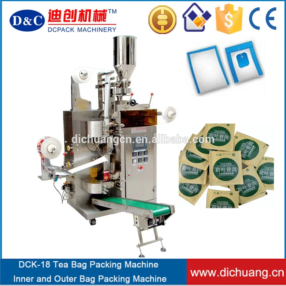 DCK-18 Fully Automatic Outer Inner Tea Bag with Thread Tag Weighing Packing Machine Manufacturer for sachet