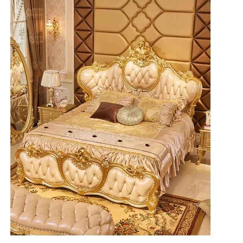 Luxury Royal French Style King Size Leather Bed Bedroom Furniture Buy