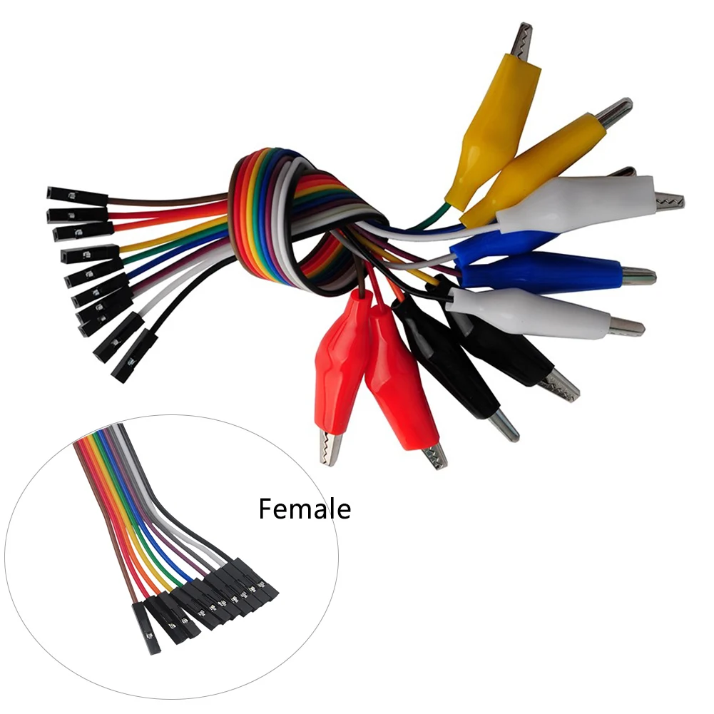 Alligator Clip to Dupont Cable Breadboard Jumper Wire 10pin 20cm Male Female for Arduino Micro:bit Test Lead DIYmalls 