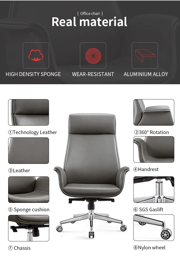 Shunde Ergonomic Executive Chairs High Back Leather Office Chair