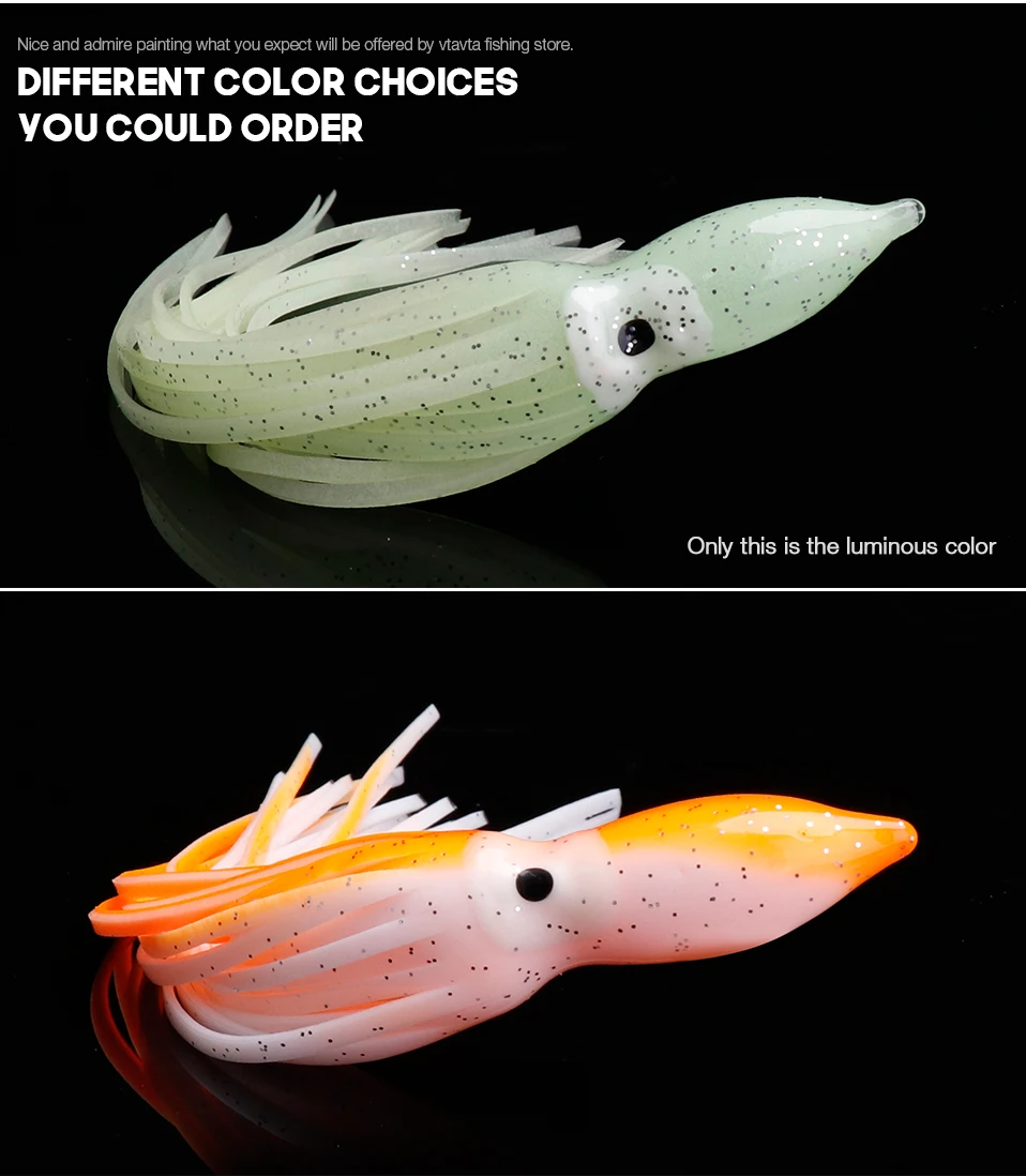 High Quality 15cm 8g Soft Plastic Luminous Squid Skirts Fishing Lures