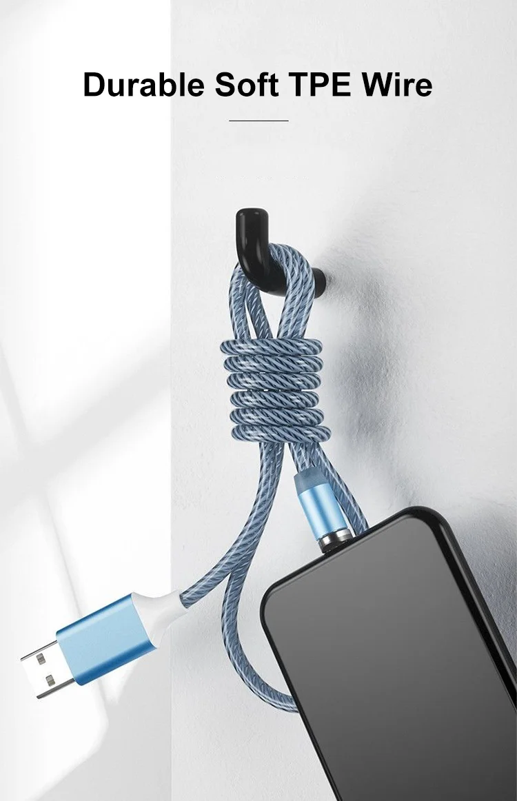 Hot Sale 3 in 1 with Flowing Light Magnetic Fast Charging USB Data Cable - ANKUX.COM