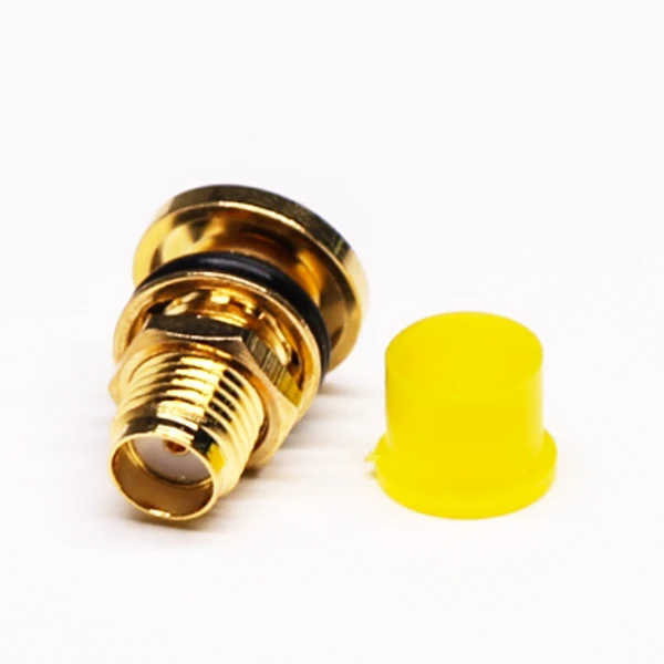 Waterproof Yellow Dust Cap Bulkhead Solder Type  Connector SMA Female for RG316 Cable