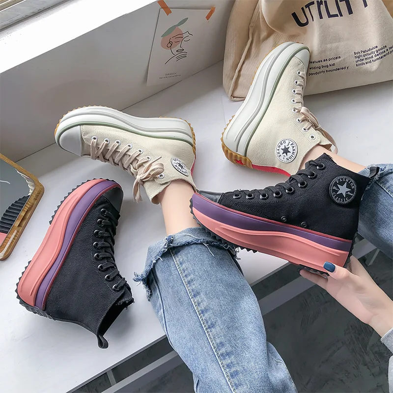 chunky sole canvas shoes